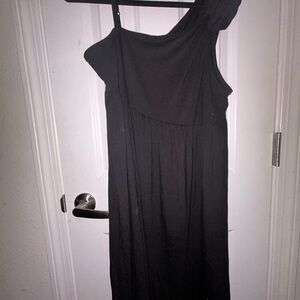 Elle Black One-Shoulder Cocktail Sundress
